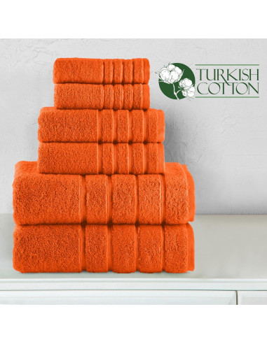 Conjunto de Toallas Premium 6 Piezas Elegant Comfort Naranja