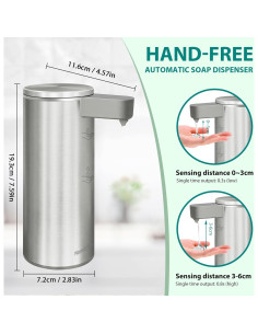 Dispensador Automático de Jabón Mamiddle Plata IPX5 USB-C 2