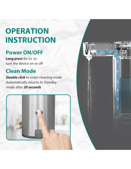 Dispensador Automático de Jabón Mamiddle Plata IPX5 USB-C