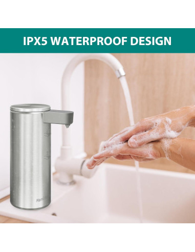 Dispensador Automático de Jabón Mamiddle Plata IPX5 USB-C