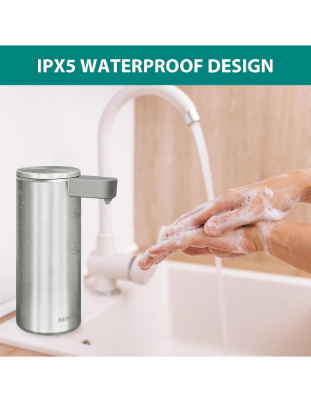 Dispensador Automático de Jabón Mamiddle Plata IPX5 USB-C