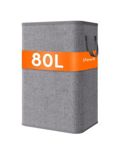 Cesta de Ropa Plegable Lifewit 80L Gris Claro para Lavandería