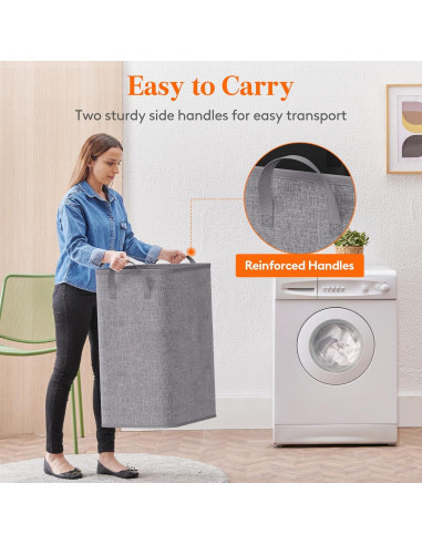 Cesta de Ropa Plegable Lifewit 80L Gris Claro para Lavandería