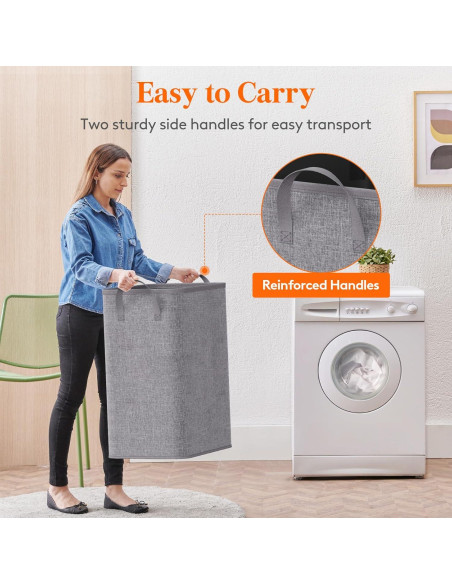 Cesta de Ropa Plegable Lifewit 80L Gris Claro para Lavandería