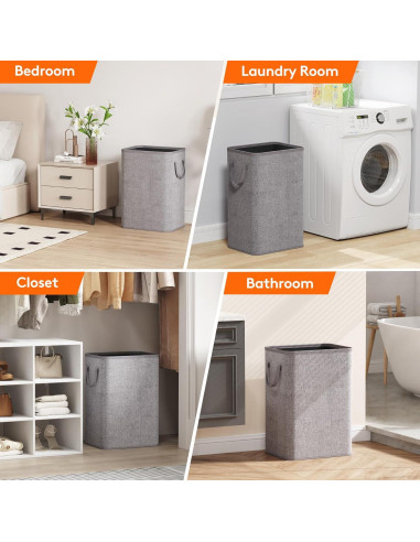 Cesta de Ropa Plegable Lifewit 80L Gris Claro para Lavandería
