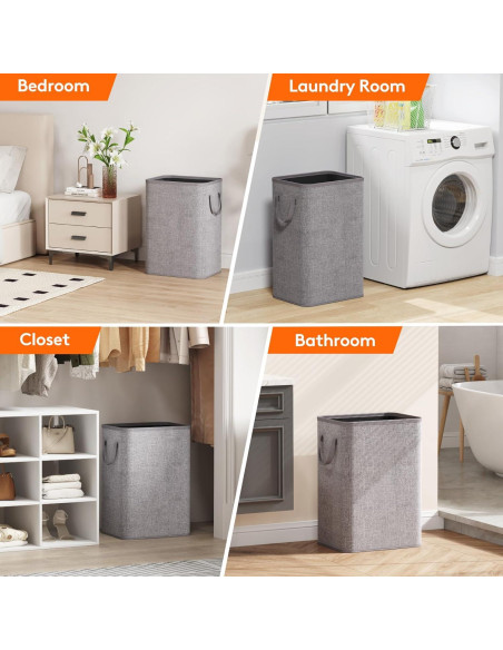 Cesta de Ropa Plegable Lifewit 80L Gris Claro para Lavandería