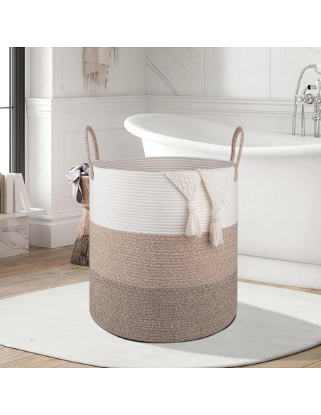 Cesto de Ropa Plegable OIAHOMY 100L Algodón Marrón Gradiente