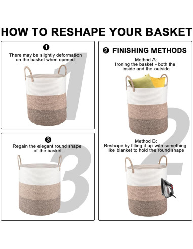 Cesto de Ropa Plegable OIAHOMY 100L Algodón Marrón Gradiente