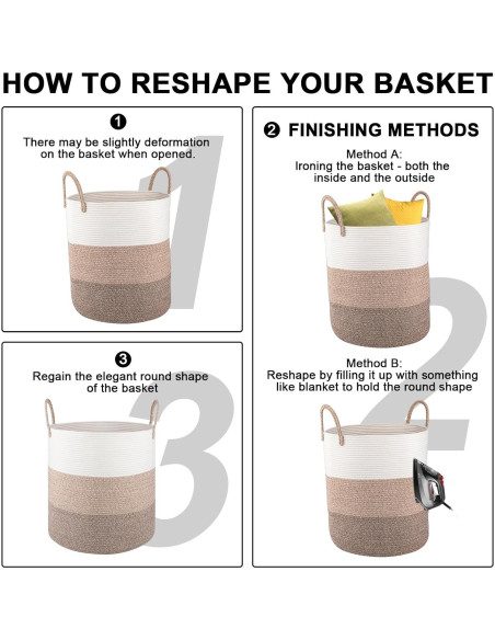 Cesto de Ropa Plegable OIAHOMY 100L Algodón Marrón Gradiente