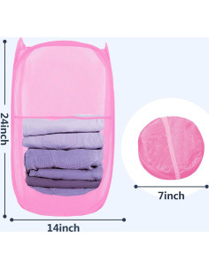 Cesta de Lavandería Plegable LXLOVESM Rosa 35.5x35.5x61cm 2