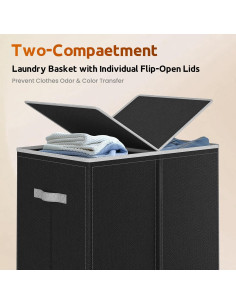 Cesto de Ropa Doble Yvonznxe 160L Plegable con Tapas 2