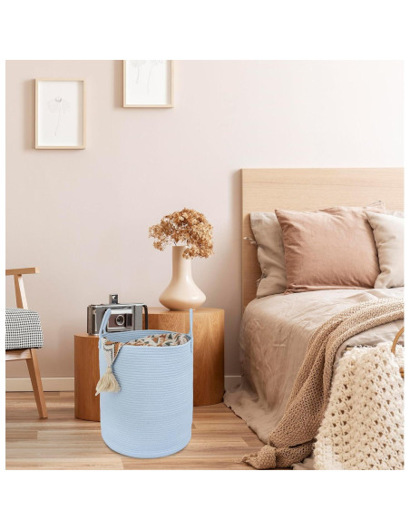 Cesta de Almacenamiento de Cuerda de Algodón XUANGUO 58L Azul Claro