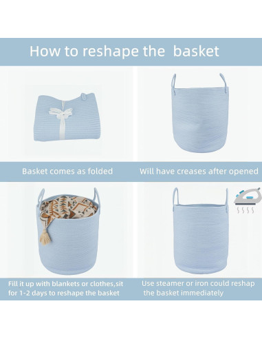 Cesta de Almacenamiento de Cuerda de Algodón XUANGUO 58L Azul Claro