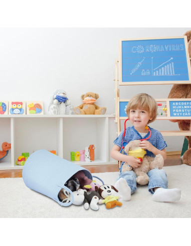 Cesta de Almacenamiento de Cuerda de Algodón XUANGUO 58L Azul Claro