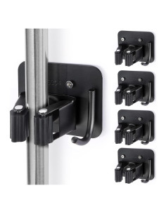 Soporte para Escobas YUWANTING de Acero Inoxidable Negro 4 Ganchos