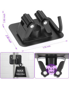 Soporte para Escobas YUWANTING de Acero Inoxidable Negro 4 Ganchos 2