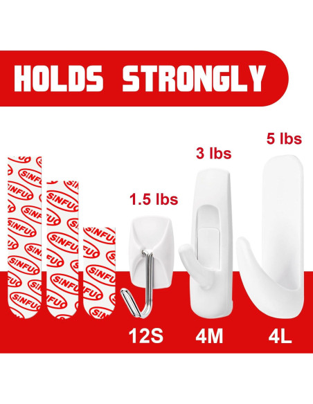 20 Ganchos Adhesivos Sinfuo Alta Resistencia para Pared