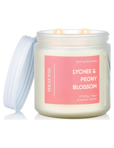 Vela Aromática M&SENSE Lichi, Peonía y Durazno 329.5g