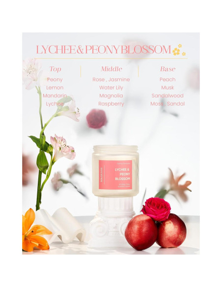 Vela Aromática M&SENSE Lichi, Peonía y Durazno 329.5g