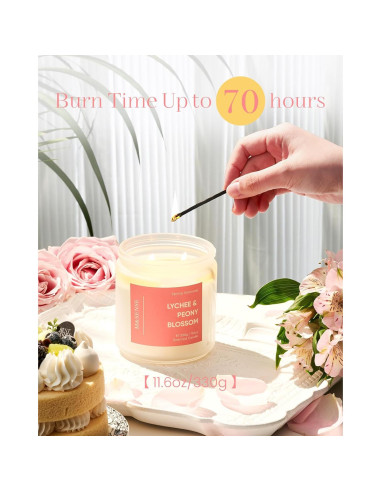 Vela Aromática M&SENSE Lichi, Peonía y Durazno 329.5g