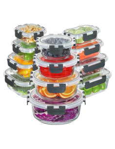 Juego de 24 Contenedores de Almacenamiento de Vidrio BAYZZ