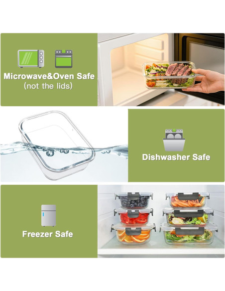 Juego de 24 Contenedores de Almacenamiento de Vidrio BAYZZ