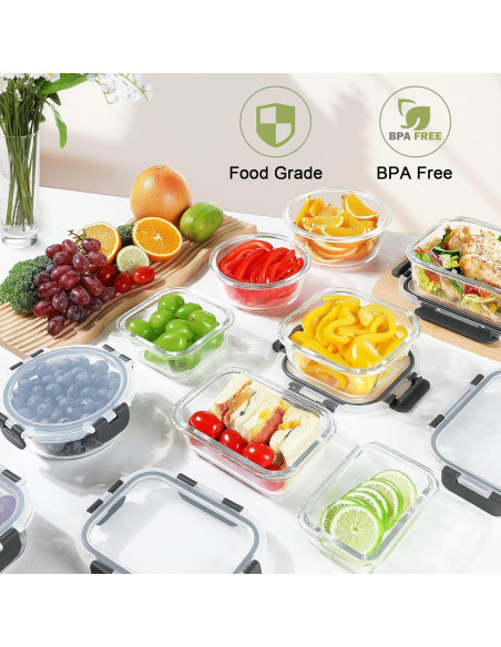 Juego de 24 Contenedores de Almacenamiento de Vidrio BAYZZ