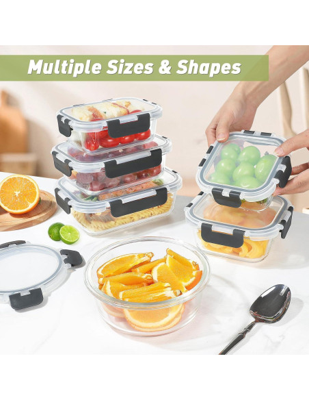 Juego de 24 Contenedores de Almacenamiento de Vidrio BAYZZ