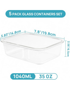 Vtopmart 5 Contenedores de Vidrio 1L con Tapas de Bambú 2