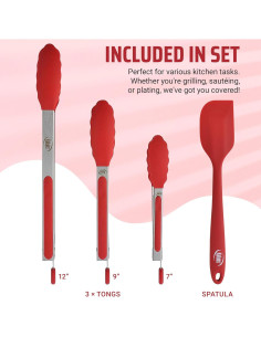 Juego de Pinzas de Cocina Kaluns 4 Piezas Acero Inoxidable 2