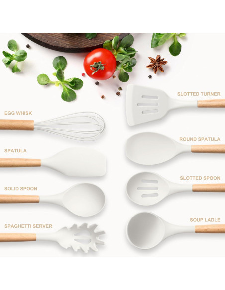 Set de Utensilios de Cocina Herogo 8 Piezas Silicona Blanco