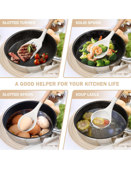 Set de Utensilios de Cocina Herogo 8 Piezas Silicona Blanco