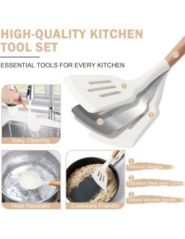 Set de Utensilios de Cocina Herogo 8 Piezas Silicona Blanco