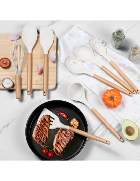 Set de Utensilios de Cocina Herogo 8 Piezas Silicona Blanco