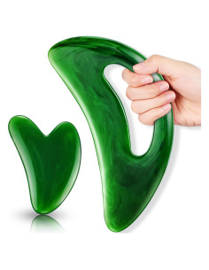 Juego de Gua Sha Corporal BBTO 2 Piezas Verde - Masaje Espalda, Cara, Cuello