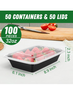 Contenedores de Comida Reutilizables Dealusy 32 oz 50 Piezas 2