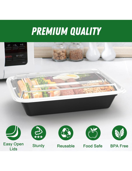 Contenedores de Comida Reutilizables Dealusy 32 oz 50 Piezas