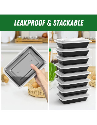 Contenedores de Comida Reutilizables Dealusy 32 oz 50 Piezas