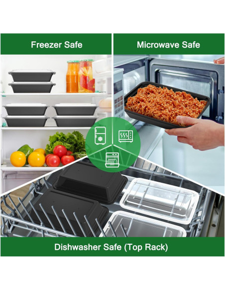 Contenedores de Comida Reutilizables Dealusy 32 oz 50 Piezas