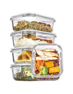 Vtopmart 5 Pack Contenedores de Vidrio 650ml A Prueba de Aire