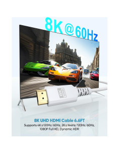 Cable HDMI 2.1 UVOOI Blanco 1.0M 8K 48Gbps eARC 2