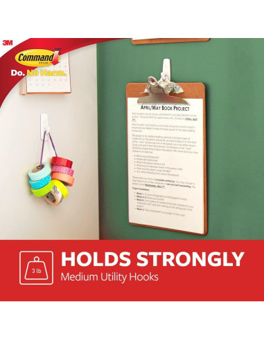 Ganchos de Pared Command Medianos Blancos - 9 Ganchos, 12 Tiras