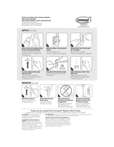 Ganchos de Pared Command Medianos Blancos - 9 Ganchos, 12 Tiras