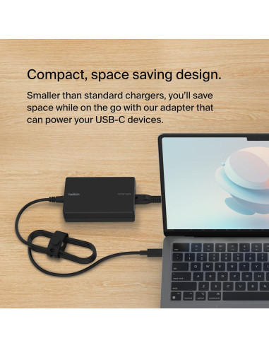 Adaptador de corriente Belkin 100W USB-C GaN con cable 2.4m