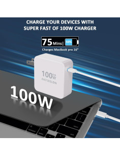 Cargador USB-C 100W GaN III Shenzhen AKELC100PU con Cable 2m 2