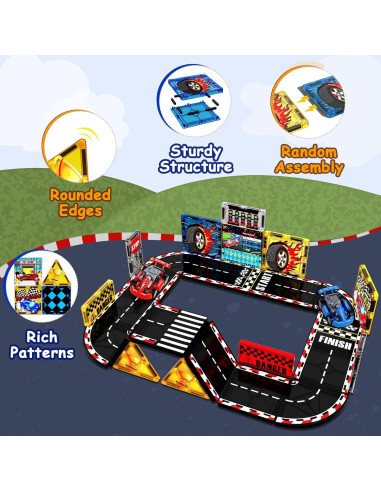 Juego de Pistas Magnéticas Magna Tiles con 2 Coches - 16.24x6.10cm