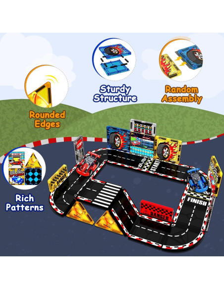 Juego de Pistas Magnéticas Magna Tiles con 2 Coches - 16.24x6.10cm