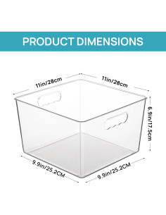 Vtopmart 4 Contenedores de Almacenamiento Cuadrados 27.9cm 2