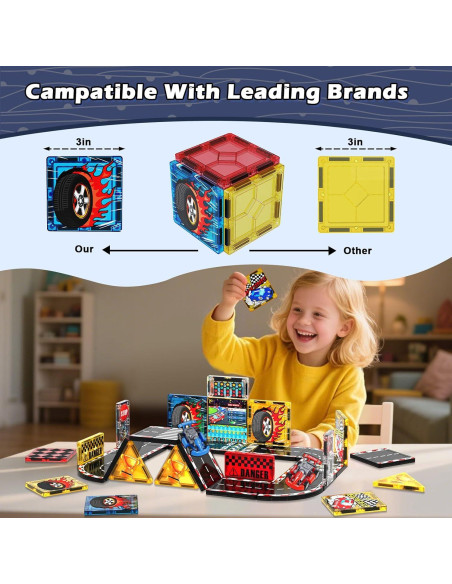 Juego de Pistas Magnéticas Magna Tiles con 2 Coches - 16.24x6.10cm