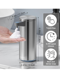 Dispensador Automático de Jabón Mbillion Acero Inoxidable Recargable 2